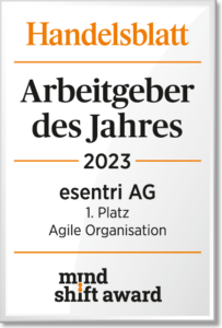 esentri AG: Arbeitgeber des Jahres 2023, Agile Organisation, verliehen vom Handelsblatt